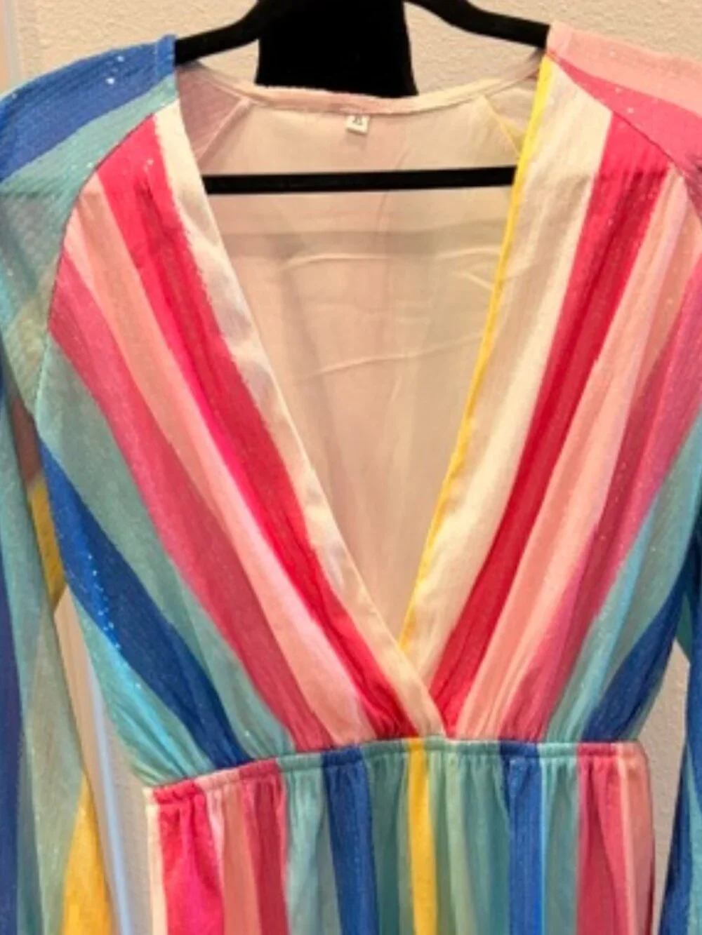 Women's XL sequined striped pastel colored romper